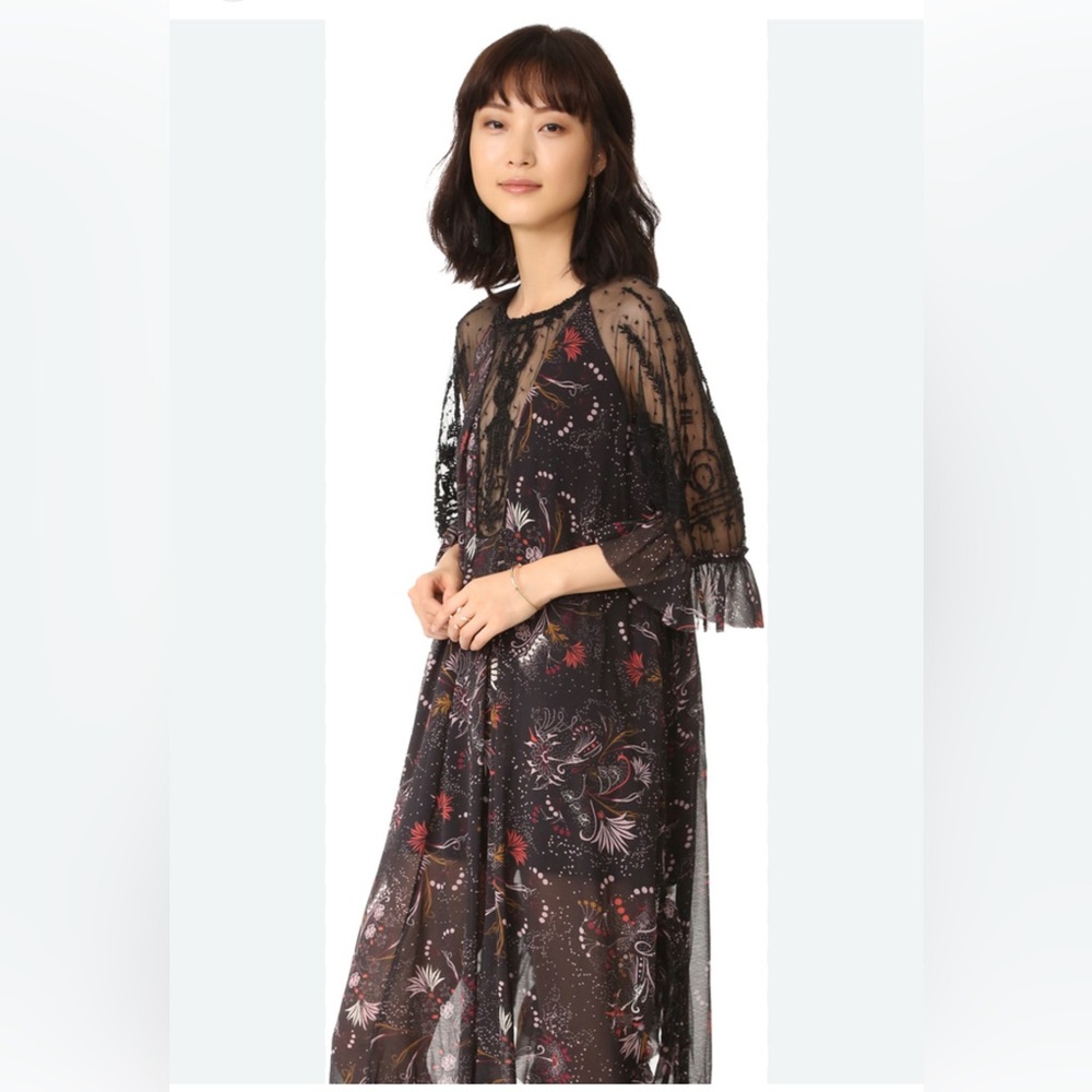 Free People Black and Red Floral Dress
